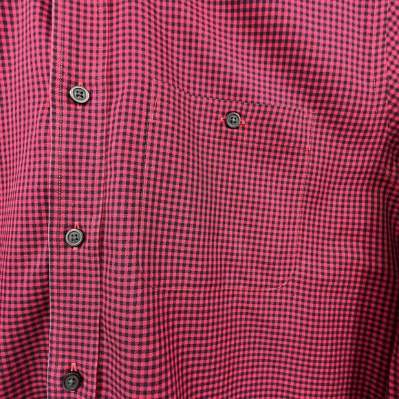 Vintage Orvis Button Down Dress Shirt Mens Red Black Gingham Check Long Sleeve L - Picture 5 of 5